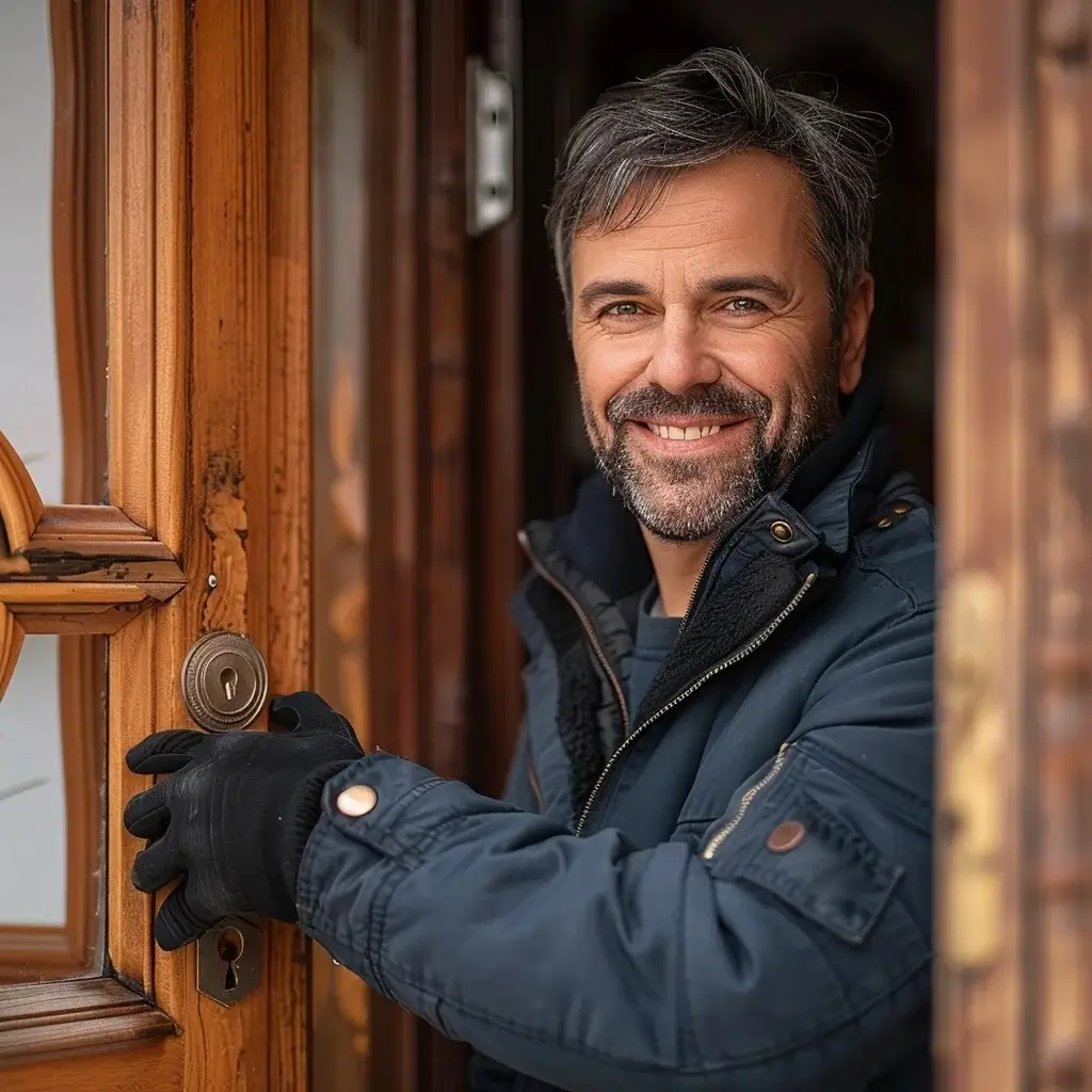 Der Schlosser öffnet Türen, was eine unserer Dienstleistungen ist.